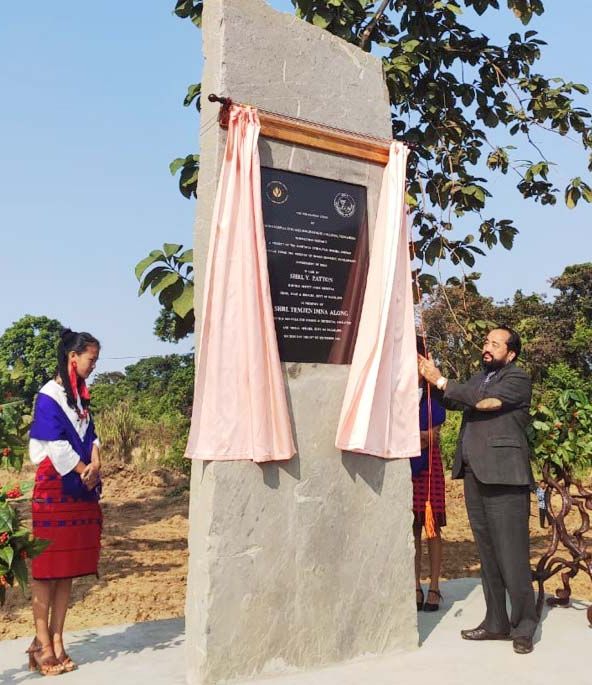 Dy CM Y Patton unveiling the foundation stone of the Professional College (Engineering College) at Tsurangsa, Mokokchung district on December 12. (DIPR Photo) 